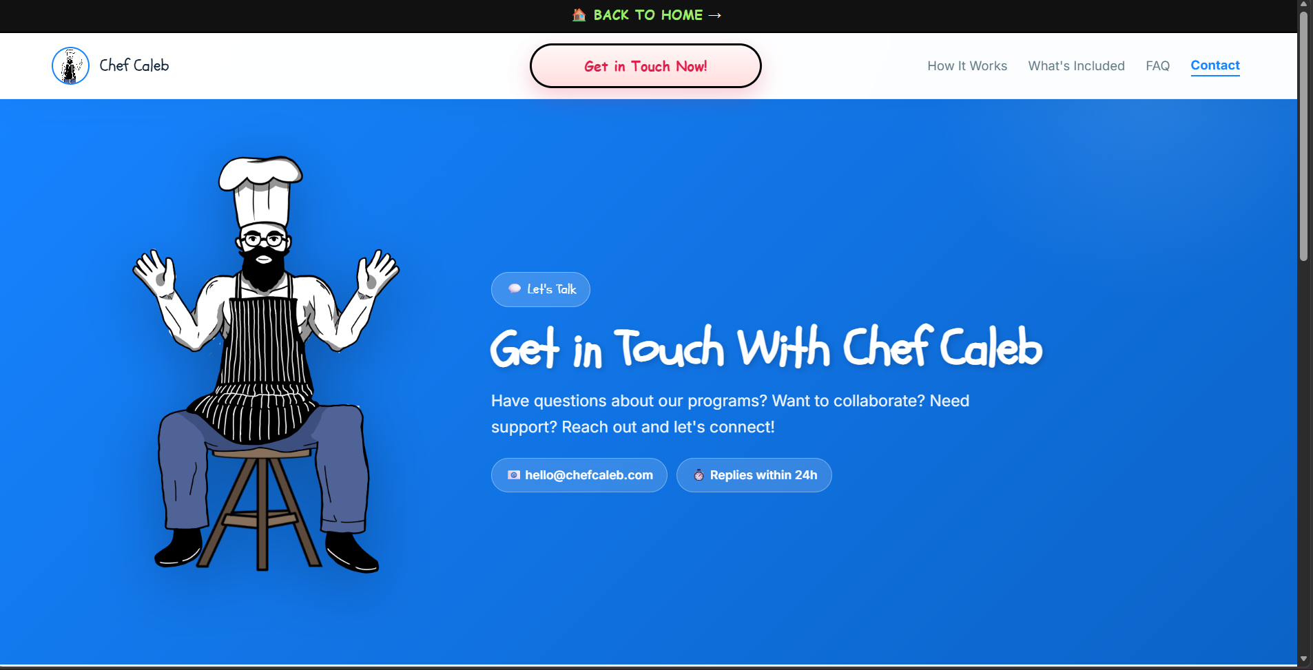 Chef Caleb Contact Page